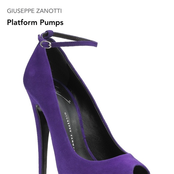 Giuseppe Zanotti Violet Designer Luxury Suede Peep-Toe Platform Pump Heels - Picture 2 of 11